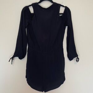 Shilla The Label Black Cold Shoulder Tie Back Shorts Romper, Size Medium